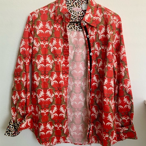 Tizzie Womens Button Down Long-sleeve Jaguar leopard graphic print size M - Picture 5 of 12